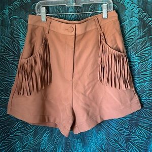 Strut & Bolt Taupe Fringe Shorts Sz S